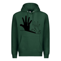 Sports Green rabbit hand shadow Premium Hoodie - linhVisuals