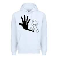 White rabbit hand shadow Premium Hoodie - linhVisuals
