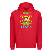 Red i teach tiny humans about jesus Premium Hoodie - linhVisuals