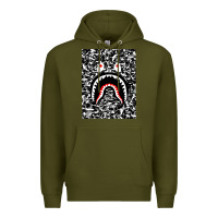 Army Green Bape Shark Army Premium Hoodie - linhVisuals