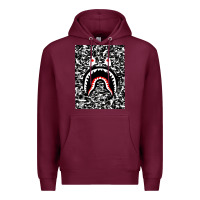 Burgundy Bape Shark Army Premium Hoodie - linhVisuals