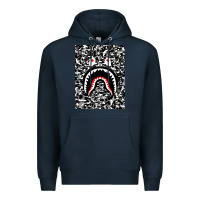 Navy Bape Shark Army Premium Hoodie - linhVisuals