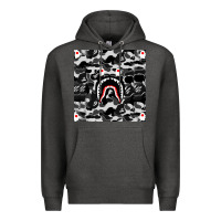 Charcoal Heather Bape Shark Army Premium Hoodie - linhVisuals
