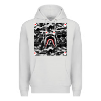 Dove Grey Bape Shark Army Premium Hoodie - linhVisuals