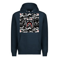 Navy Bape Shark Army Premium Hoodie - linhVisuals