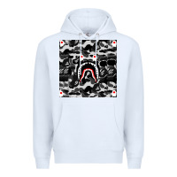 White Bape Shark Army Premium Hoodie - linhVisuals