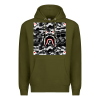 Army Green Bape Shark Army Premium Hoodie - linhVisuals
