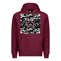 Burgundy Bape Shark Army Premium Hoodie - linhVisuals