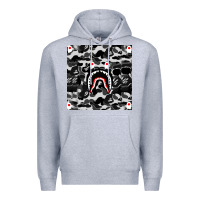 Heather Grey Bape Shark Army Premium Hoodie - linhVisuals