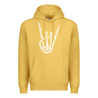 Antique Gold rock on skeleton hand Premium Hoodie - linhVisuals