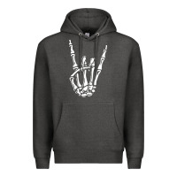 Charcoal Heather rock on skeleton hand Premium Hoodie - linhVisuals