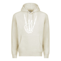Oatmeal Heather rock on skeleton hand Premium Hoodie - linhVisuals