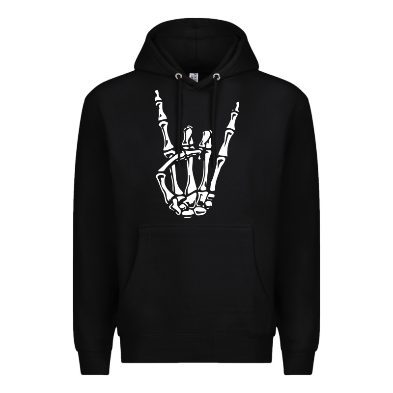 Rock On Skeleton Hand Premium Hoodie by linhVisuals | Teevron