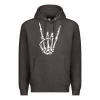 Smoke rock on skeleton hand Premium Hoodie - linhVisuals
