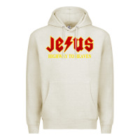 Oatmeal Heather jesus rocks highway to heaven Premium Hoodie - linhVisuals