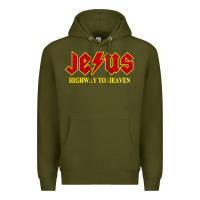 Army Green jesus rocks highway to heaven Premium Hoodie - linhVisuals