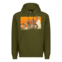 Army Green bigfoot t  shirt bigfoot riding motorcycle for biker sasquatch chick t Premium Hoodie - linhVisuals