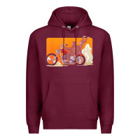 Burgundy bigfoot t  shirt bigfoot riding motorcycle for biker sasquatch chick t Premium Hoodie - linhVisuals