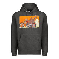 Charcoal Heather bigfoot t  shirt bigfoot riding motorcycle for biker sasquatch chick t Premium Hoodie - linhVisuals