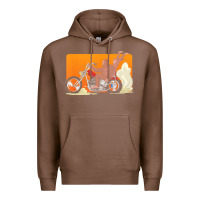 Chestnut bigfoot t  shirt bigfoot riding motorcycle for biker sasquatch chick t Premium Hoodie - linhVisuals
