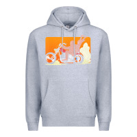 Heather Grey bigfoot t  shirt bigfoot riding motorcycle for biker sasquatch chick t Premium Hoodie - linhVisuals