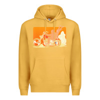 Mustard bigfoot t  shirt bigfoot riding motorcycle for biker sasquatch chick t Premium Hoodie - linhVisuals