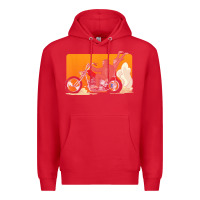 Red bigfoot t  shirt bigfoot riding motorcycle for biker sasquatch chick t Premium Hoodie - linhVisuals
