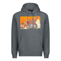 Rock bigfoot t  shirt bigfoot riding motorcycle for biker sasquatch chick t Premium Hoodie - linhVisuals