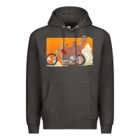 Smoke bigfoot t  shirt bigfoot riding motorcycle for biker sasquatch chick t Premium Hoodie - linhVisuals