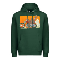 Sports Green bigfoot t  shirt bigfoot riding motorcycle for biker sasquatch chick t Premium Hoodie - linhVisuals