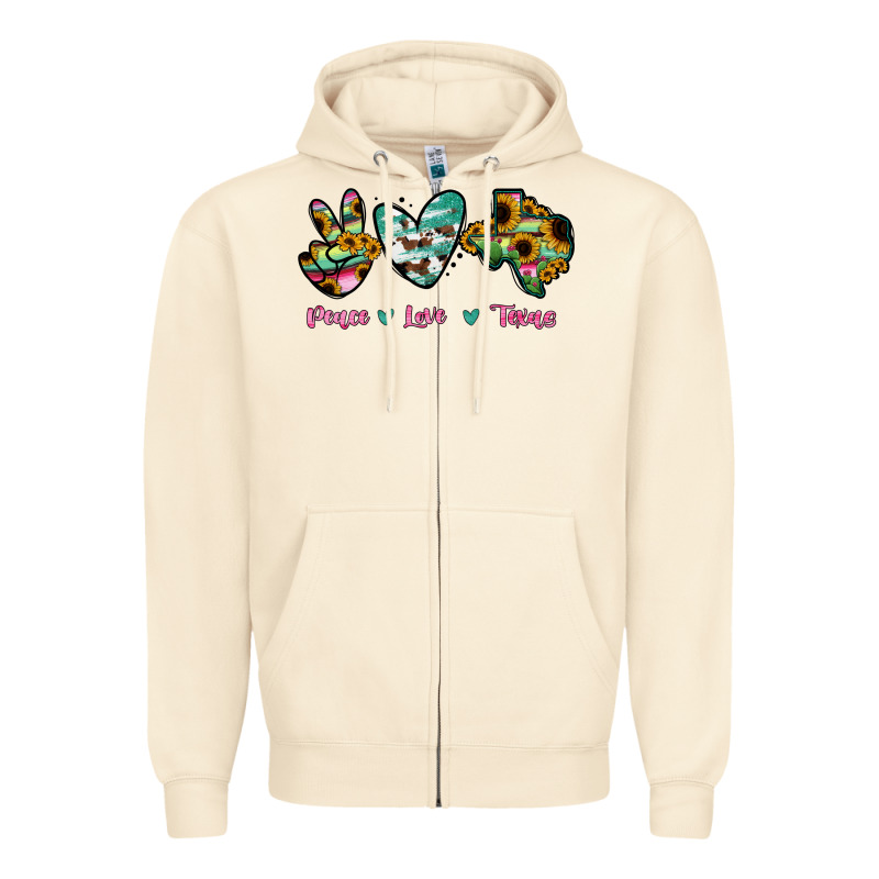 Peace Love Texas Zipper Hoodie by RanaPortraitStore | Teevron