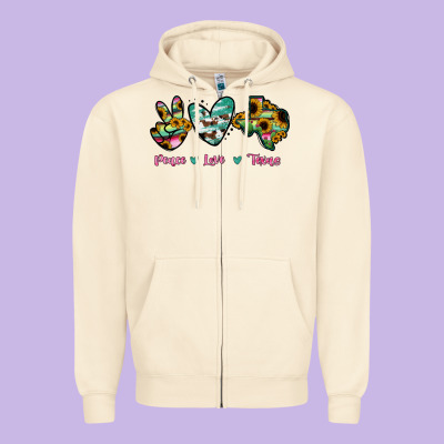 Peace Love Texas Zipper Hoodie Designed By Ranaportraitstore