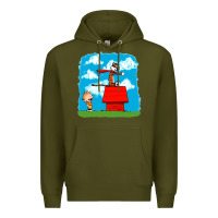 Army Green Calvin Hobbes Premium Hoodie - linhVisuals