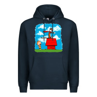 Navy Calvin Hobbes Premium Hoodie - linhVisuals