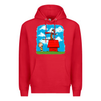 Red Calvin Hobbes Premium Hoodie - linhVisuals