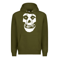 Army Green mens skull Premium Hoodie - linhVisuals