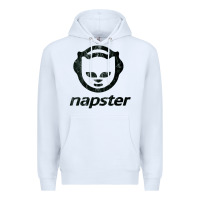 White napster    napster Premium Hoodie - linhVisuals