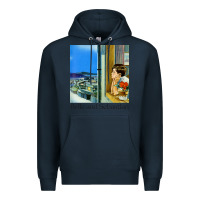 Navy belle and sebastian 90s style fanart design Premium Hoodie - linhVisuals