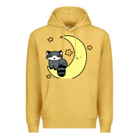Antique Gold crescent moon raccoon Premium Hoodie - linhVisuals