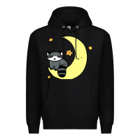 Black crescent moon raccoon Premium Hoodie - linhVisuals