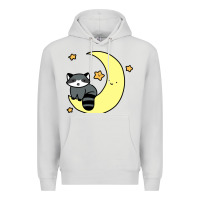 Dove Grey crescent moon raccoon Premium Hoodie - linhVisuals
