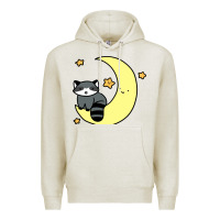 Oatmeal Heather crescent moon raccoon Premium Hoodie - linhVisuals