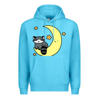 Ocean Blue crescent moon raccoon Premium Hoodie - linhVisuals