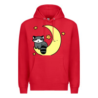 Red crescent moon raccoon Premium Hoodie - linhVisuals