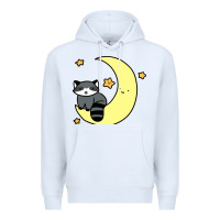 White crescent moon raccoon Premium Hoodie - linhVisuals