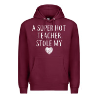 Burgundy funny a super hot teacher stole my heart unisex t shirt Premium Hoodie - linhVisuals