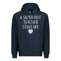 Navy funny a super hot teacher stole my heart unisex t shirt Premium Hoodie - linhVisuals