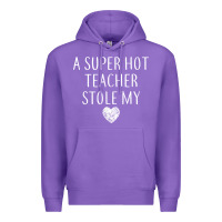 Purple funny a super hot teacher stole my heart unisex t shirt Premium Hoodie - linhVisuals