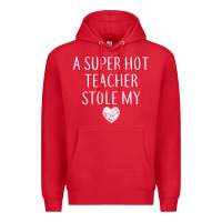 Red funny a super hot teacher stole my heart unisex t shirt Premium Hoodie - linhVisuals