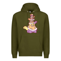 Army Green cute turtle stack Premium Hoodie - linhVisuals